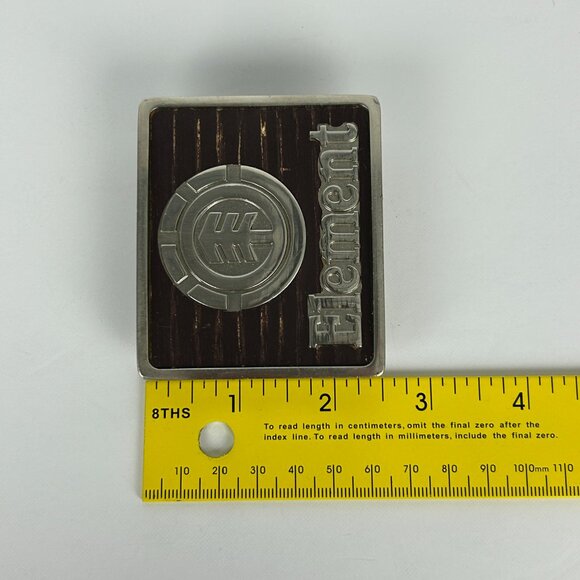 Element Belt Buckle‎ Mens Metal Skateboarding Brown Silver 3"x2.5" - Picture 5 of 6